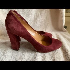 j crew Burgundy suede pumps 🎁 with purchase!